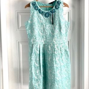 Alison Andrews Jeweled Jacquard Sleeveless Dress